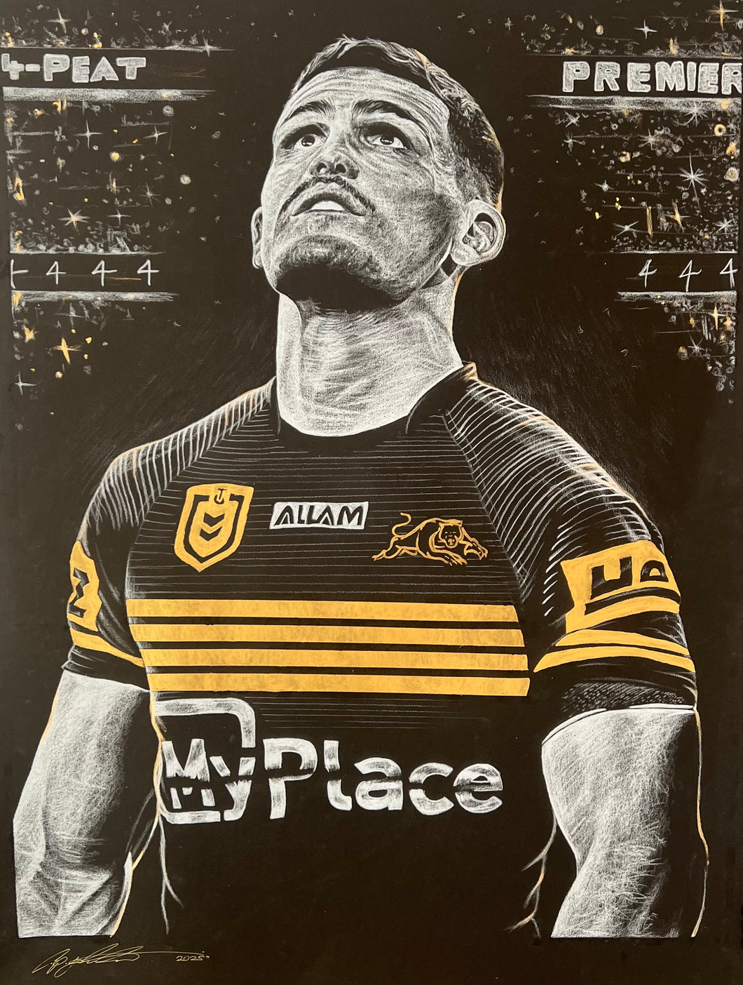 Nathan Cleary 4Peat Drawing - Prints