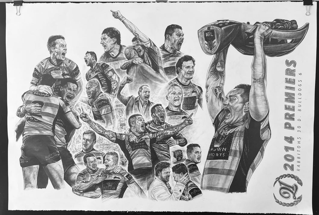 Rabbitohs 2014 Premiership Drawing - Prints