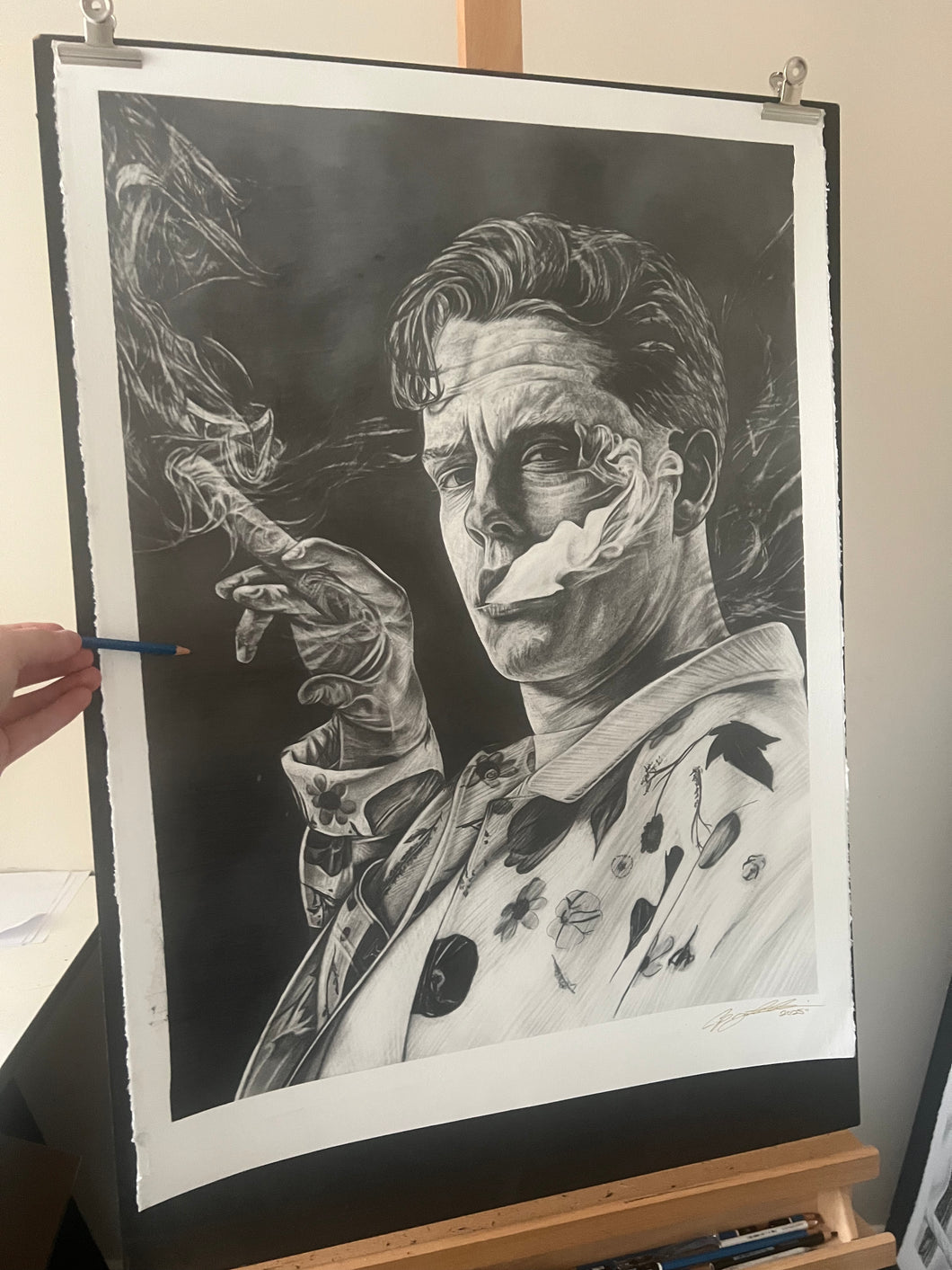 Joe Burrow w. Cigar Drawing - Original